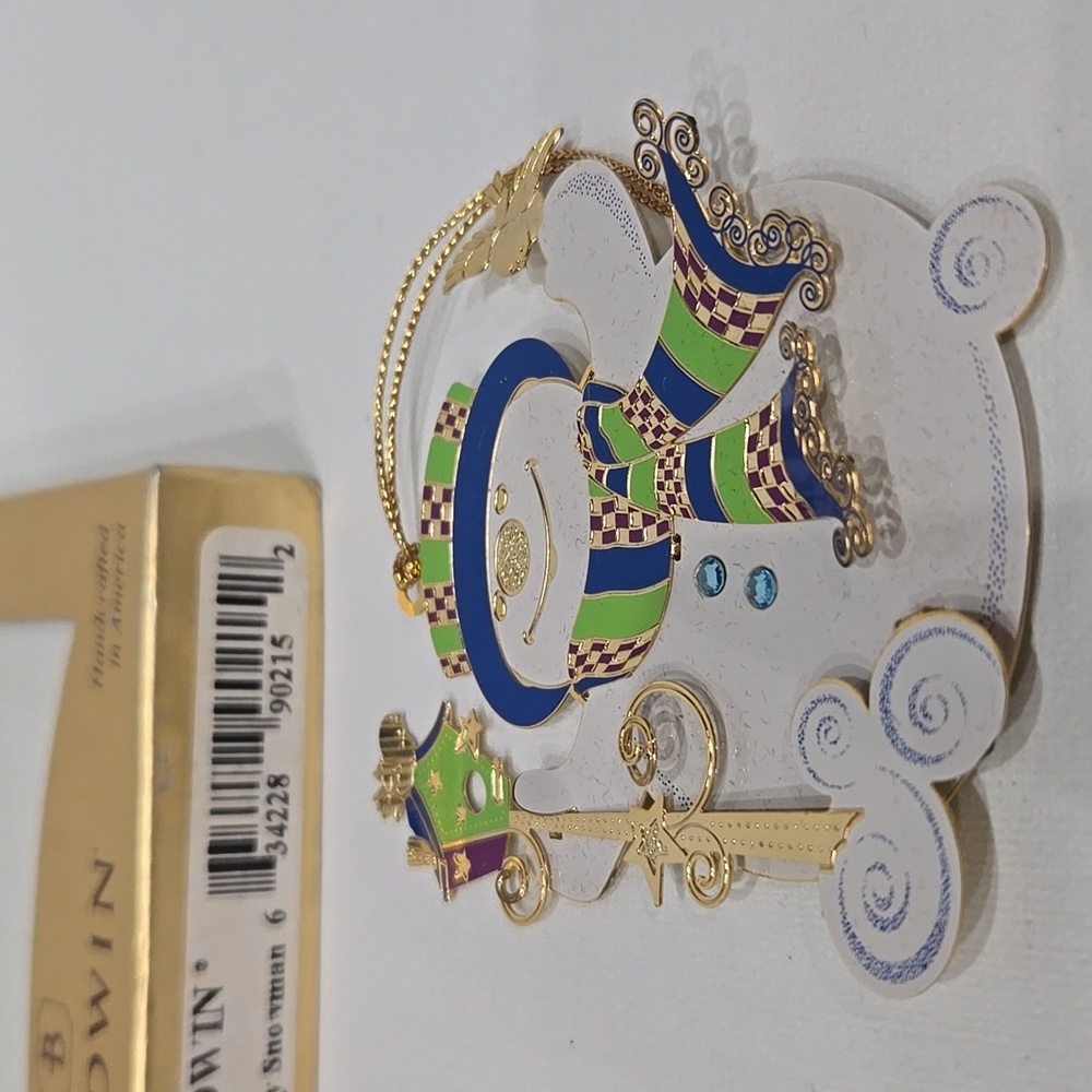 Baldwin Brass 24kt Gold Snippety‎ Snowman Ornament Christmas Holiday - Picture 8 of 15